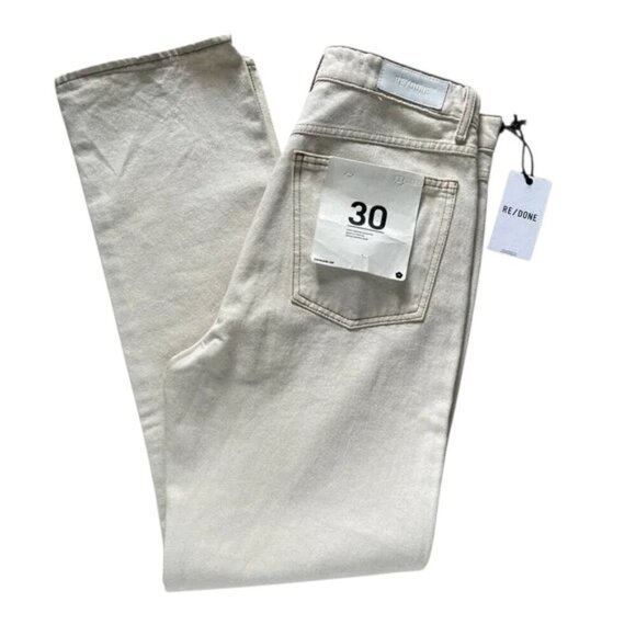 RE/DONE 70s Cigarette High Rise Straight Leg Jeans Birch Cream - Picture 7 of 7